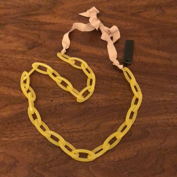 J. Crew Acetate and Grosgrain Ribbon Statement Necklace Yellow - Picture 3 of 3